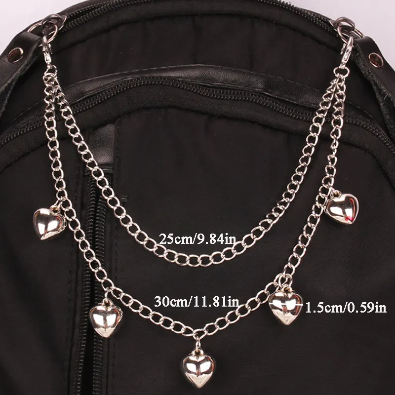 Exquisite Double-layer Heart Shape Decorative Pants Decoration Handbag Handle Clothing Chain Bag Accessories_voghion.com