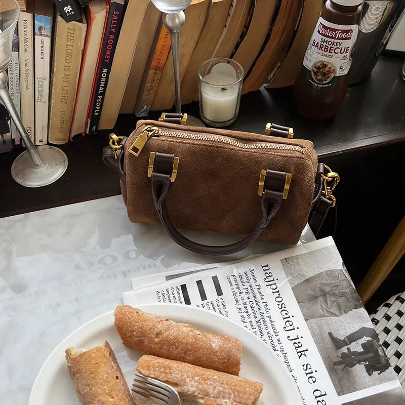 Vintage suède handtas voor dames herfst winter schoudertas elegant_voghion.com