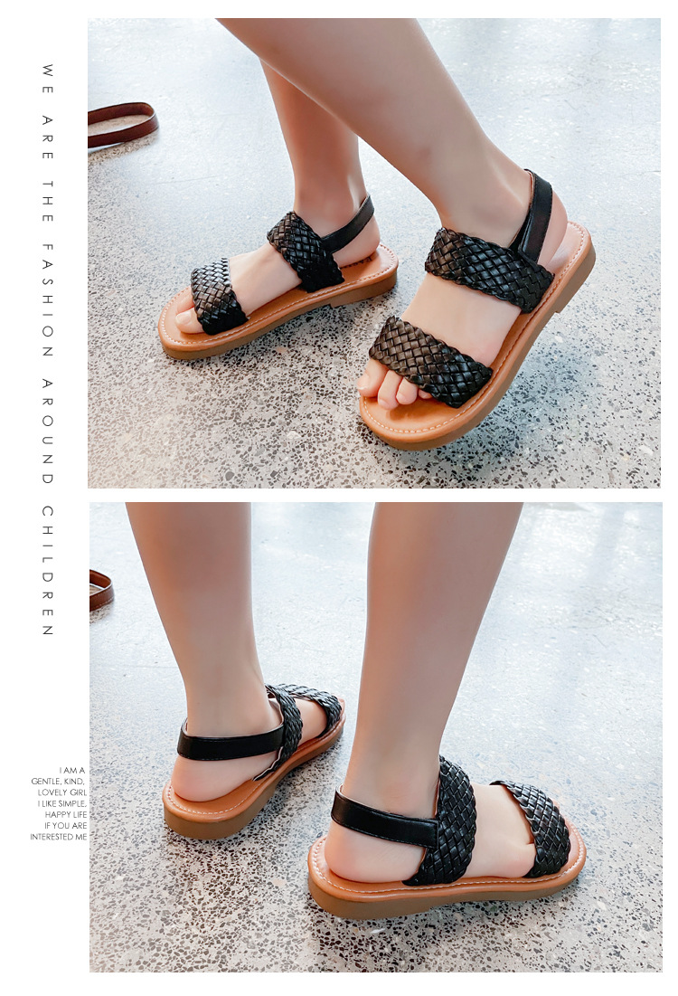 Mädchen gewebte Sandalen 2024 Frühjahr/Sommer Kinder offene Zehen römischen Stil Strandschuhe Baby Prinzessin Schuhe_voghion.com