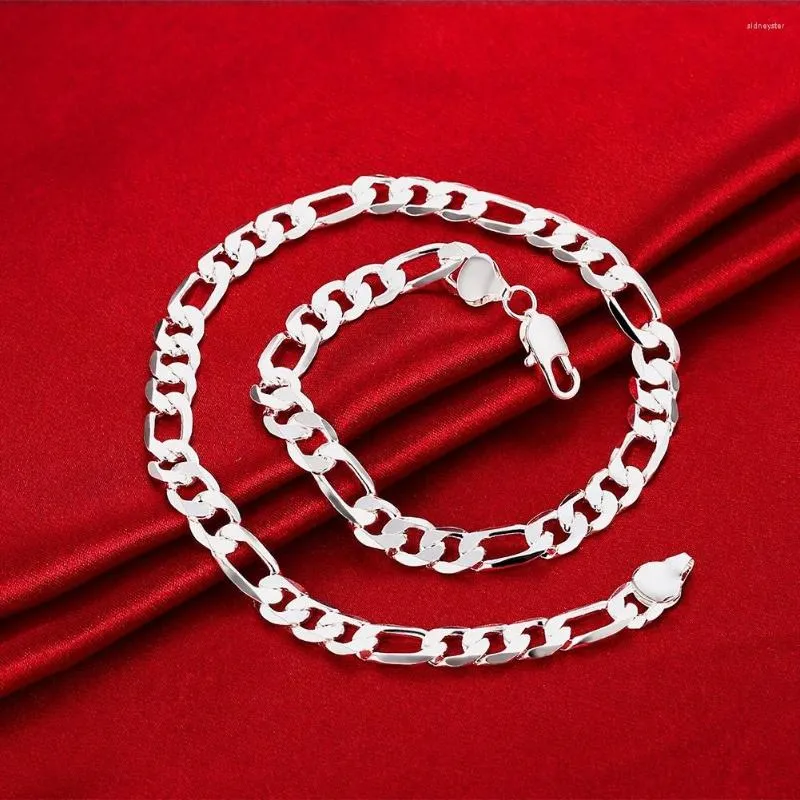 Chains Classic Sterling Sier 10MM Geometry Chain Necklace For Men Woman 20/24 Inches Fashion Designer Wedding Jewelry_voghion.com