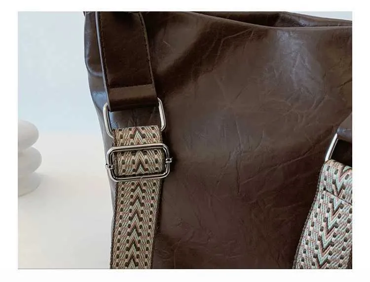 Borsa a secchiello vintage donna, grande borsa tracolla in pelle_voghion.com