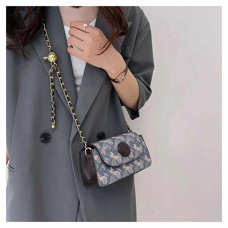 Bolsa de ombro feminina casual moda com alça de corrente_voghion.com