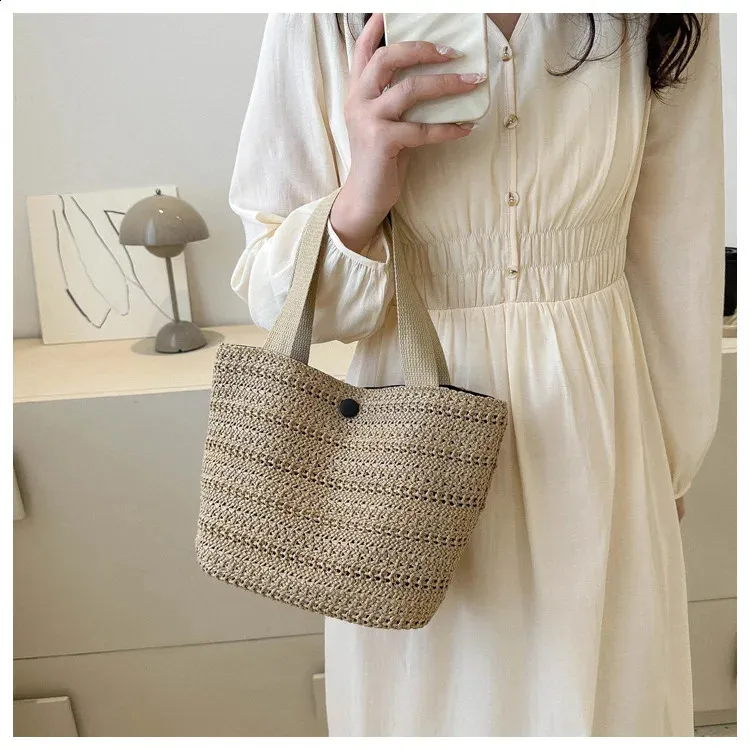 Personalisierte Stroh Tragetasche Für Damen Retro Strandhandtasche_voghion.com