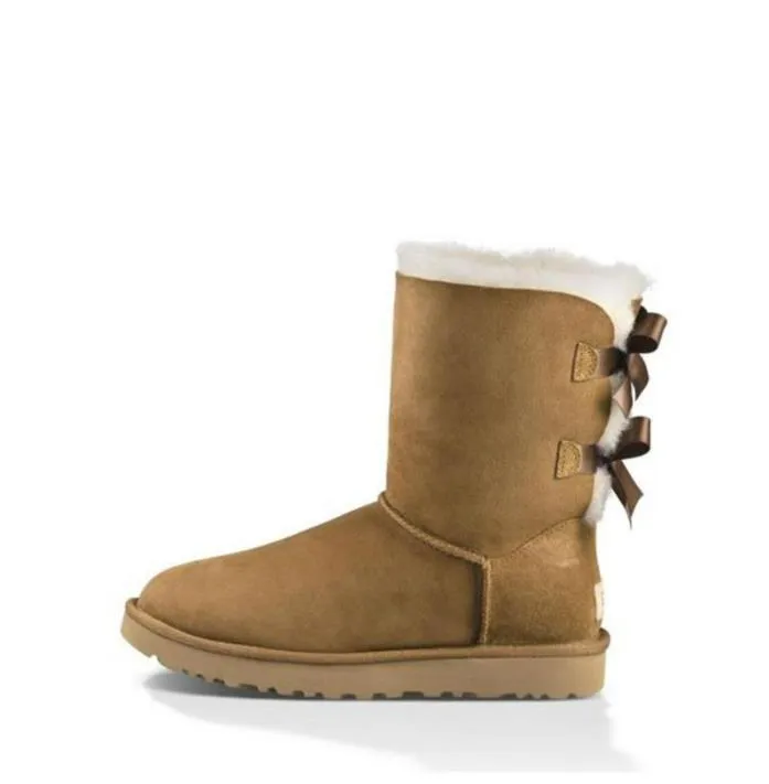 winter designer boots girl classic s women snow boot ankle short bow mini fur black chesut pink Bowtie womens shoes size_voghion.com
