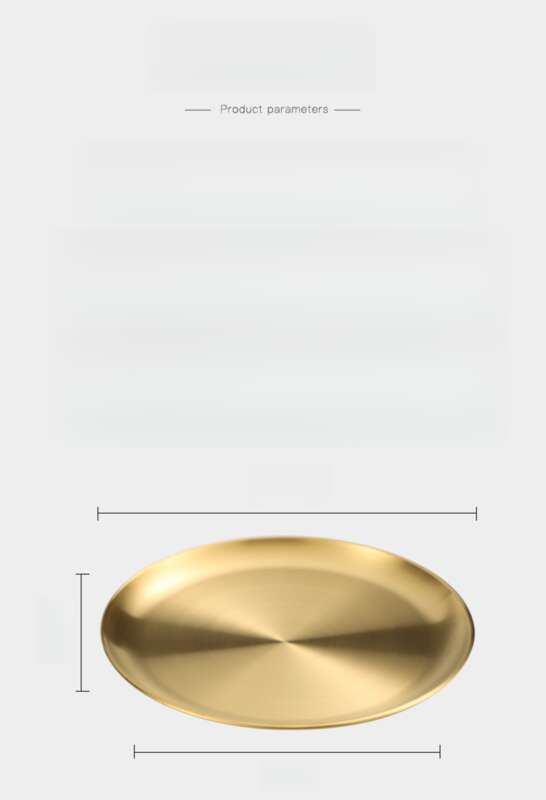 Korean Style 304 Stainless Steel Disc, Commercial Golden Barbecue Fruit Cake Tray, Meal Bone Plate, Shallow Plate_voghion.com