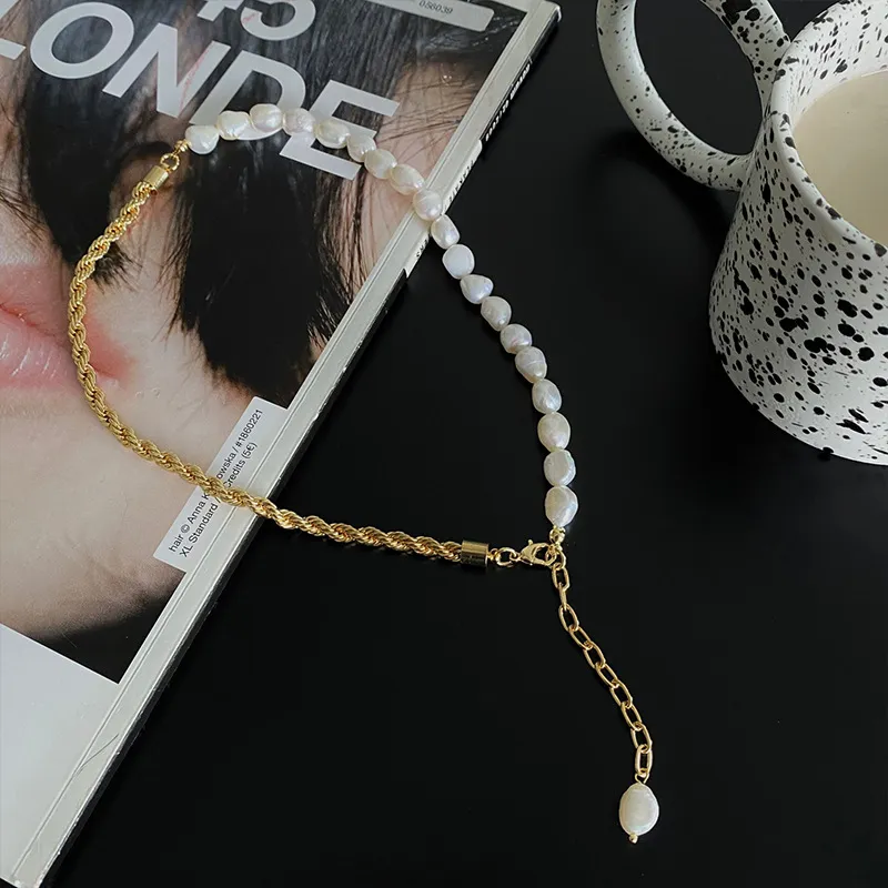 Ketten Anti-allergesch Minimalistesch Duebelschichten 14K Gold Plated Box & Herringbone Kette Choker Halskette fir Fraen Ketten_voghion.com