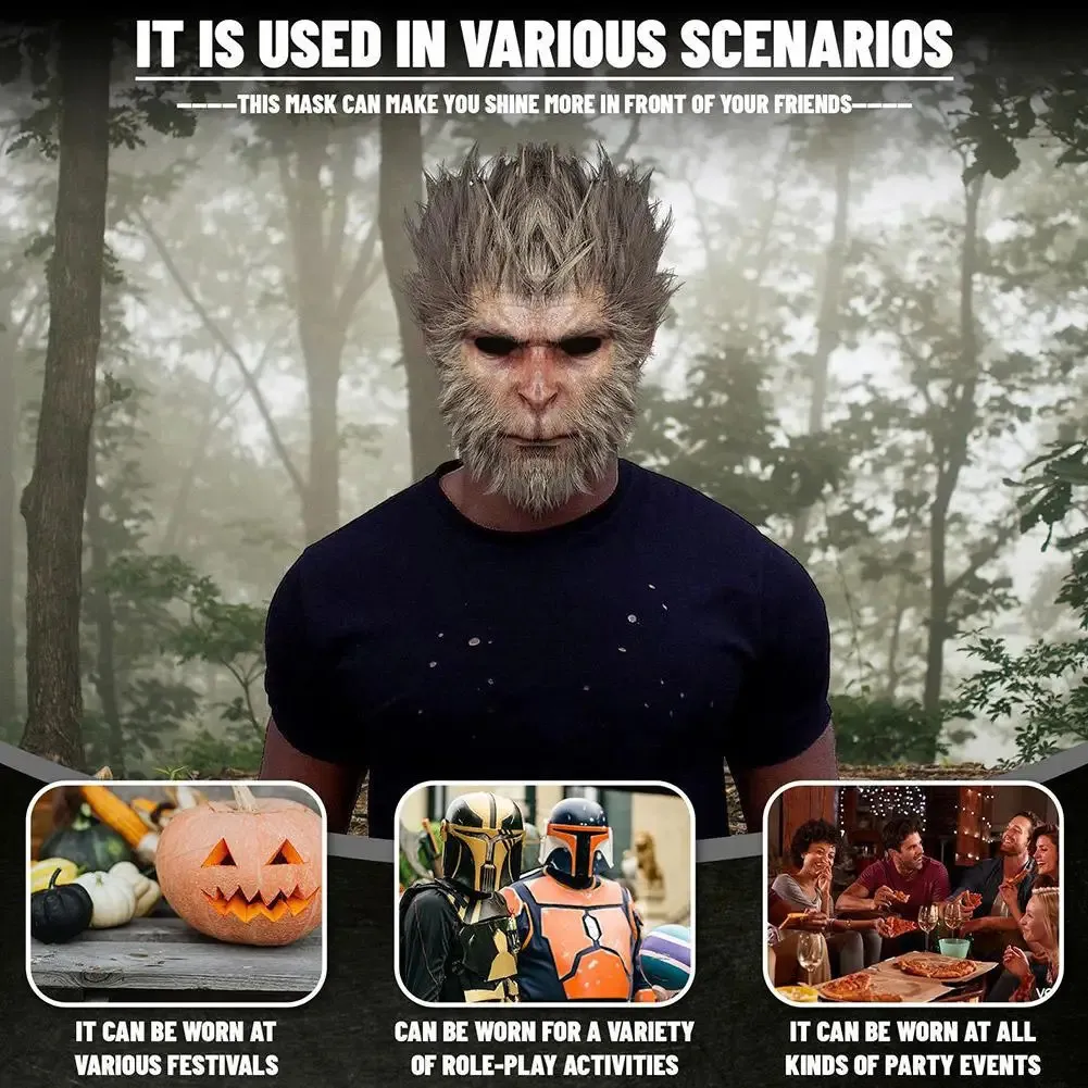 Game Wukong Cosplay Mask Headwear Monkey Role Play Accessories Halloween Carnival Party Props 240902_voghion.com