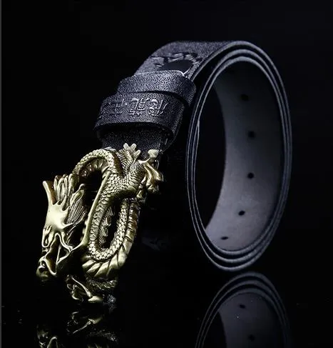 Naujo stiliaus, aukštos kokybės, firminio dizainerio diržai su vario drakono sagtimi vyrams ir moterims, juosmens diržas su natūralia oda_voghion.com