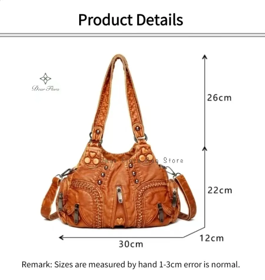 Y2K Donna Vintage Punk Spalla Goth Moda Grande Capacità Borsa Tote Morbida Pelle PU Borsa Rivetto Moto Crossbody_voghion.com