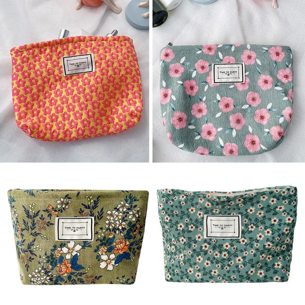 Trousse de toilette en jacquard floral, simple et tendance, grande capacité, idéale pour les voyages, les soins de la peau, les produits de toilette et le maquillage_voghion.com