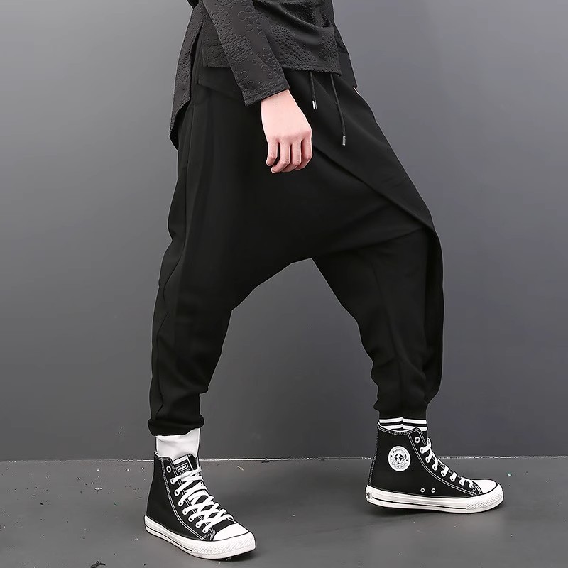 Abbigliamento Uomo Pantaloni casual uomo 2024 pantaloni harem larghi primavera spot stile uomo cavallo basso piedi larghi cavallo incrociato sottile_voghion.com