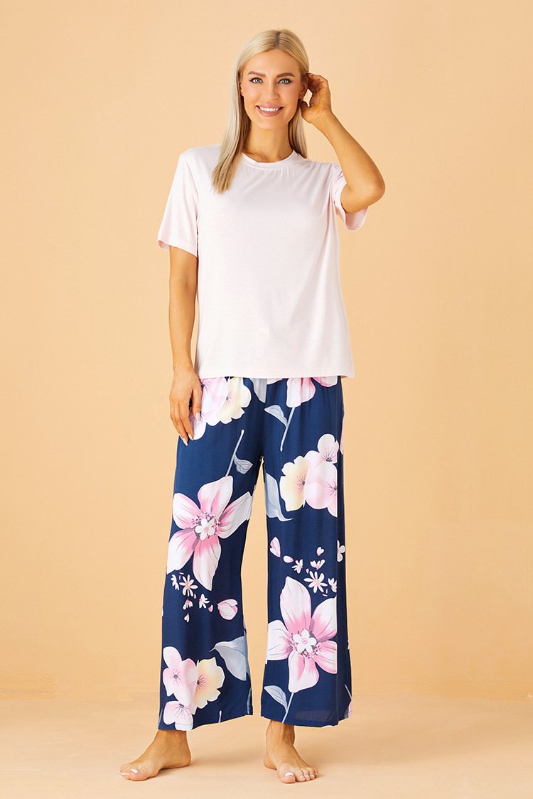 Completo pigiama donna girocollo maniche corte loungewear_voghion.com