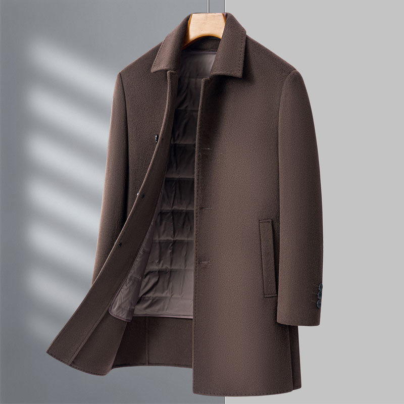 Premium Double-Faced Wool Coat For Men – Business Casual Winter Overcoat (M-4XL, Navy/Khaki/Gray)