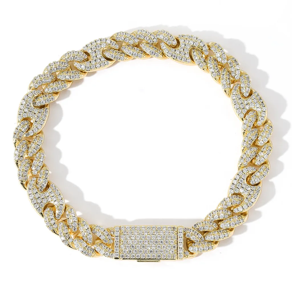 moissanite gyémánt Miami nyaklánc 20 mm széles malac orr Trend karkötő mikroberakásos cirkónium kubai lánc férfi és női_voghion.com