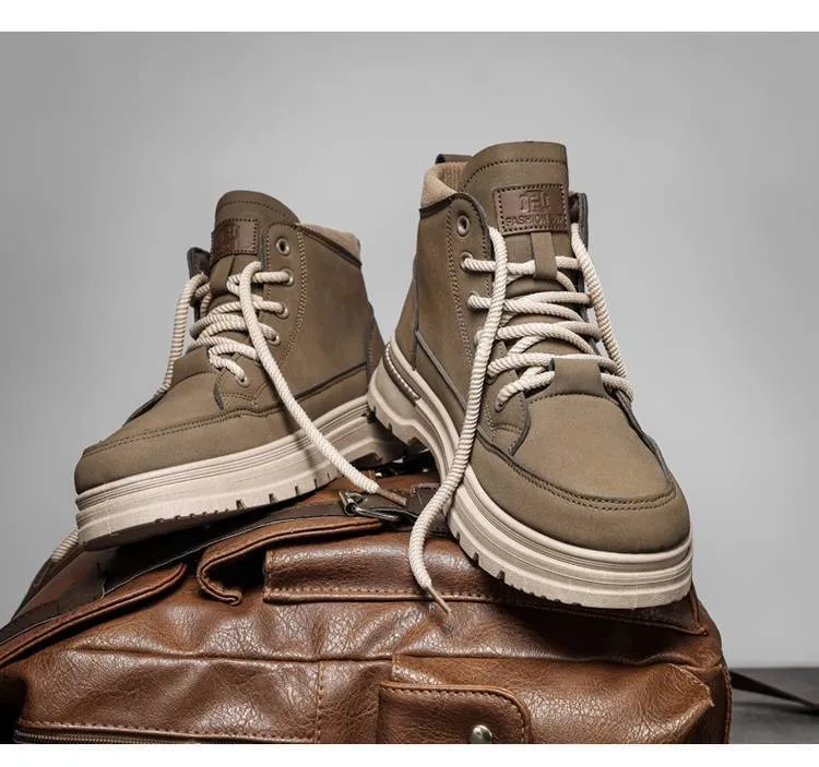 Men's Martin Boots High Top Height Increasing Workwear Shoes_voghion.com