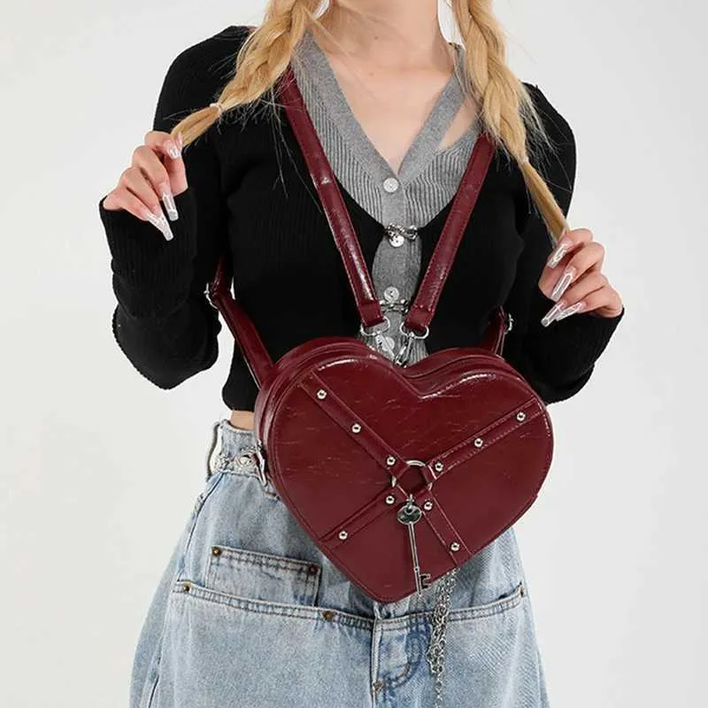 Rucsac mini din piele PU pentru femei, cu pandantiv în formă de inimă, impermeabil, cu fermoar, Ba241217_voghion.com