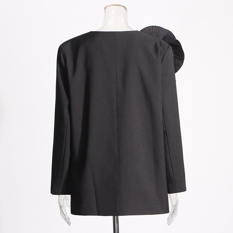 Women's Clothing Temperamental commuting one button V neck 2024 new design sense splicing three dimensional large plate_voghion.com