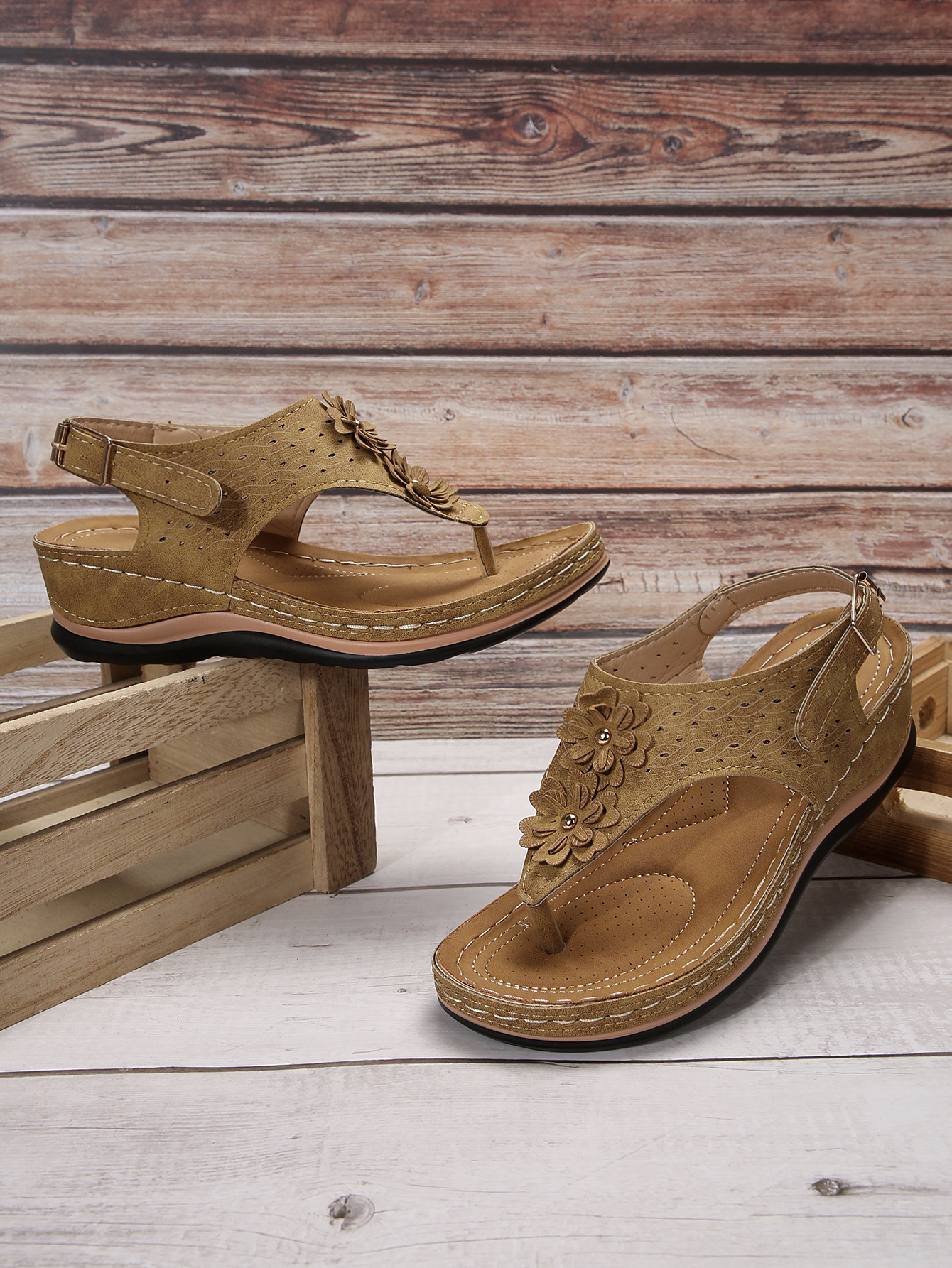 Flat Sandals For Women Herringbone Style Summer Rubber Sole_voghion.com