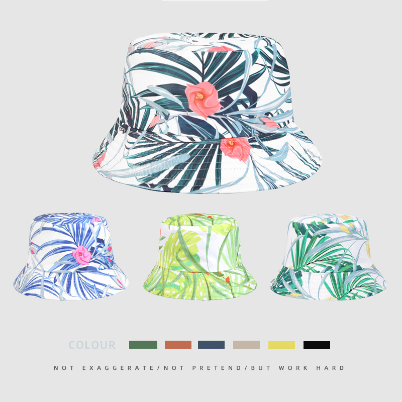 Nieuw met blad, bloemenprint, schaduw, visser voor mannen en vrouwen buitenrecreatie, zonwering bassinhoed trend Emmerhoed_voghion.com