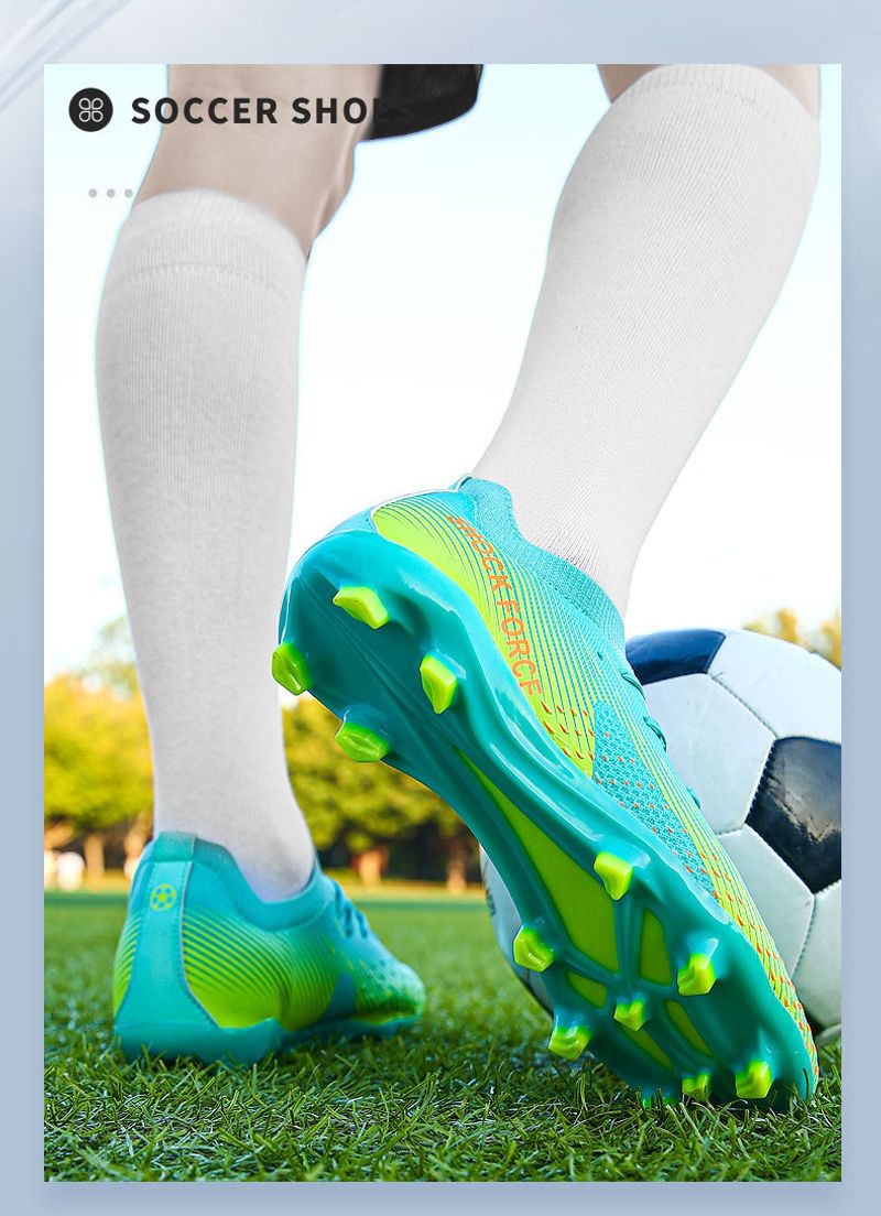 Soccer shoes Men's AG long spike broken nail student indoor artificial grass game training sneakers_voghion.com