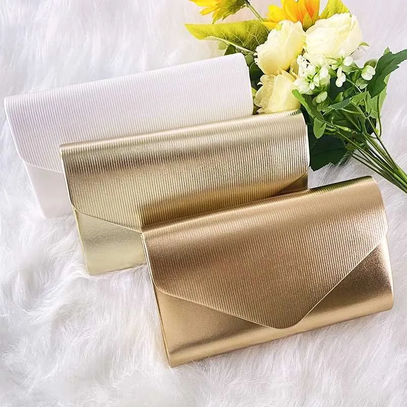Exquisite Evening Clutch Shiny Leather Envelope Chain Cross Body Bag Womens Party Wallet Y241019_voghion.com