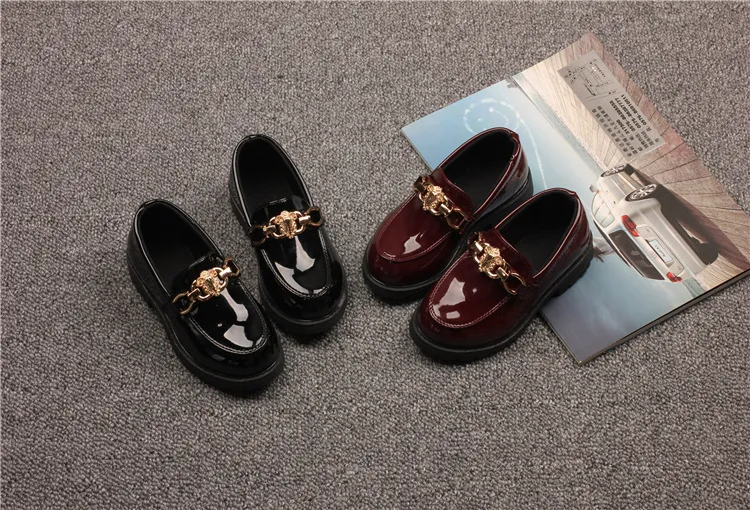 Kids Toddler Patent Leather British Style Children Slip on Loafers for Girl Boy Student Performance Shoes Sizes_desvips.com