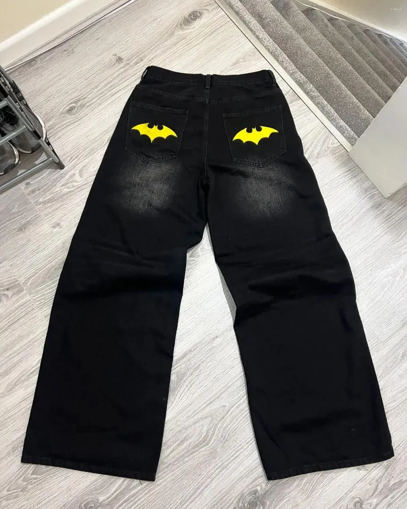 Men's Jeans Y2K Bat Animal Embroidery Baggy Vintage Men Black Washed Hip Hop Goth Denim Pants Fashion Women Straight_voghion.com