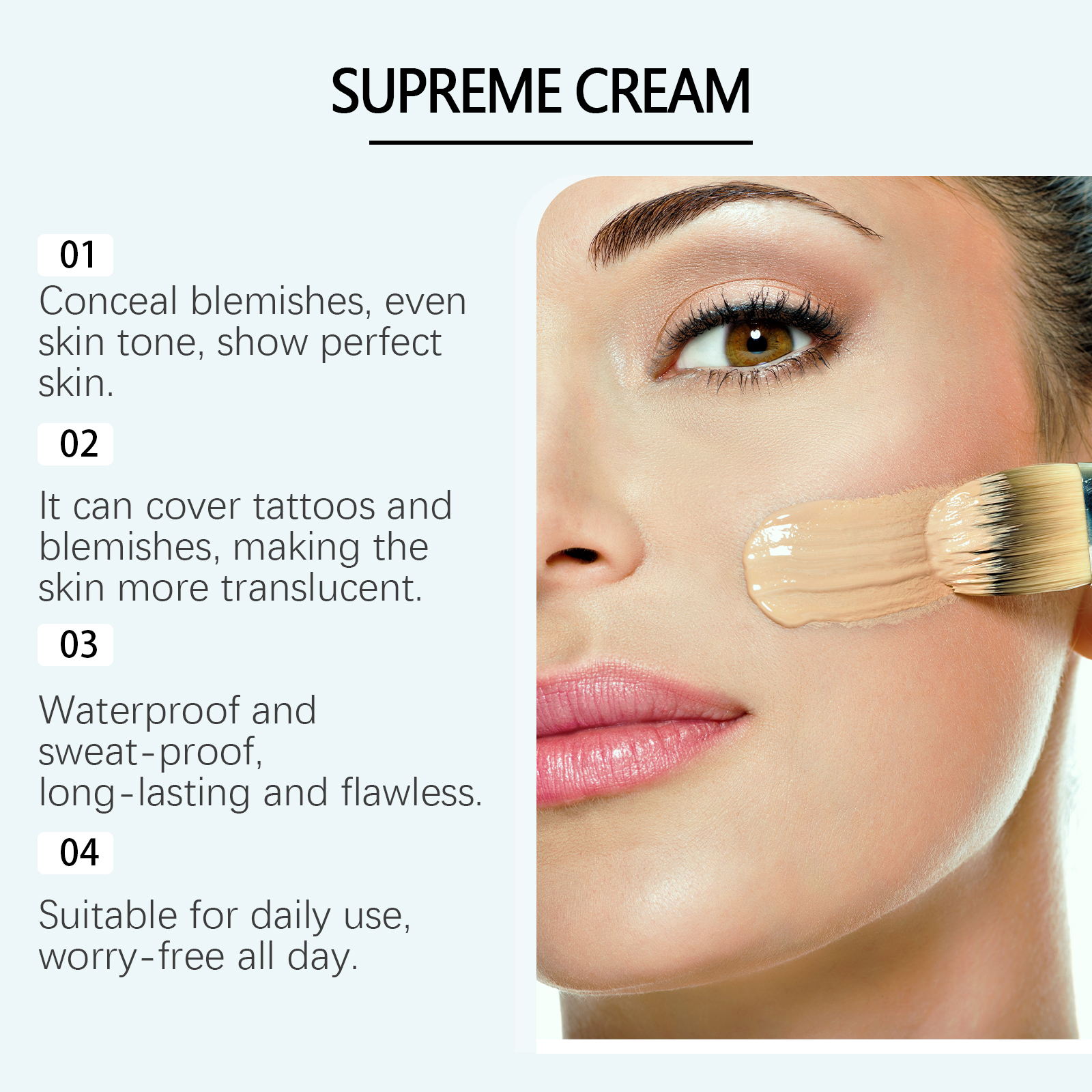 Zephoco Creme Concealer, verbessert dunkle Stellen, hellt auf und spendet Feuchtigkeit, leichter und klarer, langanhaltender Concealer_voghion.com