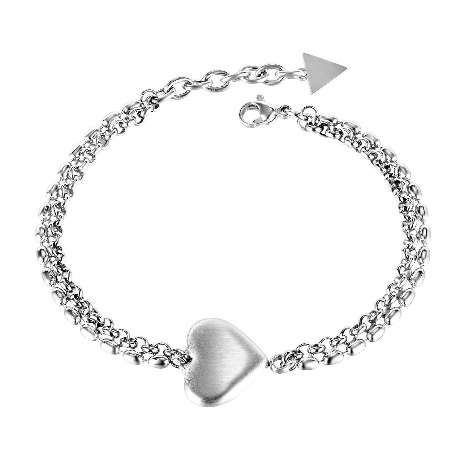 Bracciale da donna con cuore color pesca in acciaio al titanio e stile amore semplice_voghion.com