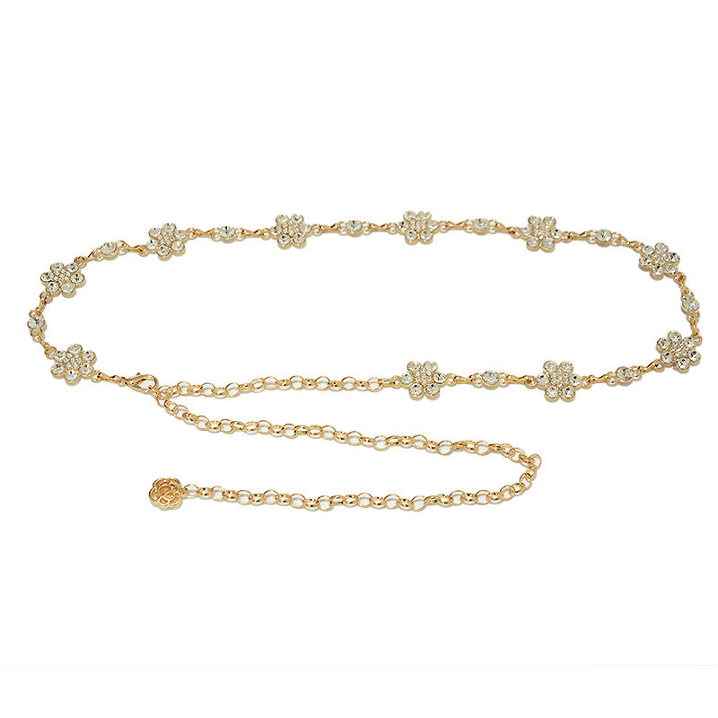 Korean version sweet fresh cha, fashionable and versatile women's water diamond studded metal th waist belt body_voghion.com