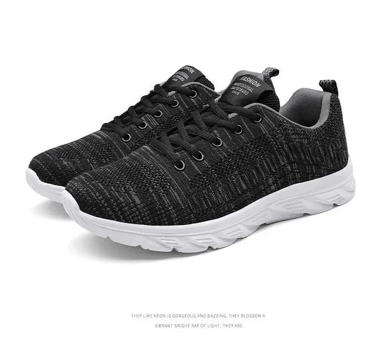 Zapatillas de deporte de punto con cordones para hombre y mujer, informales, atléticas, para correr, caminar, gimnasio, deportes al aire libre, transpirables_voghion.com