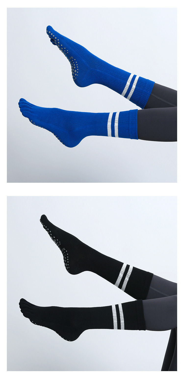 Chaussettes de yoga unisexes pour femmes, chaussettes professionnelles antidérapantes pour orteils, chaussettes d'intérieur Pilates à cinq doigts_voghion.com