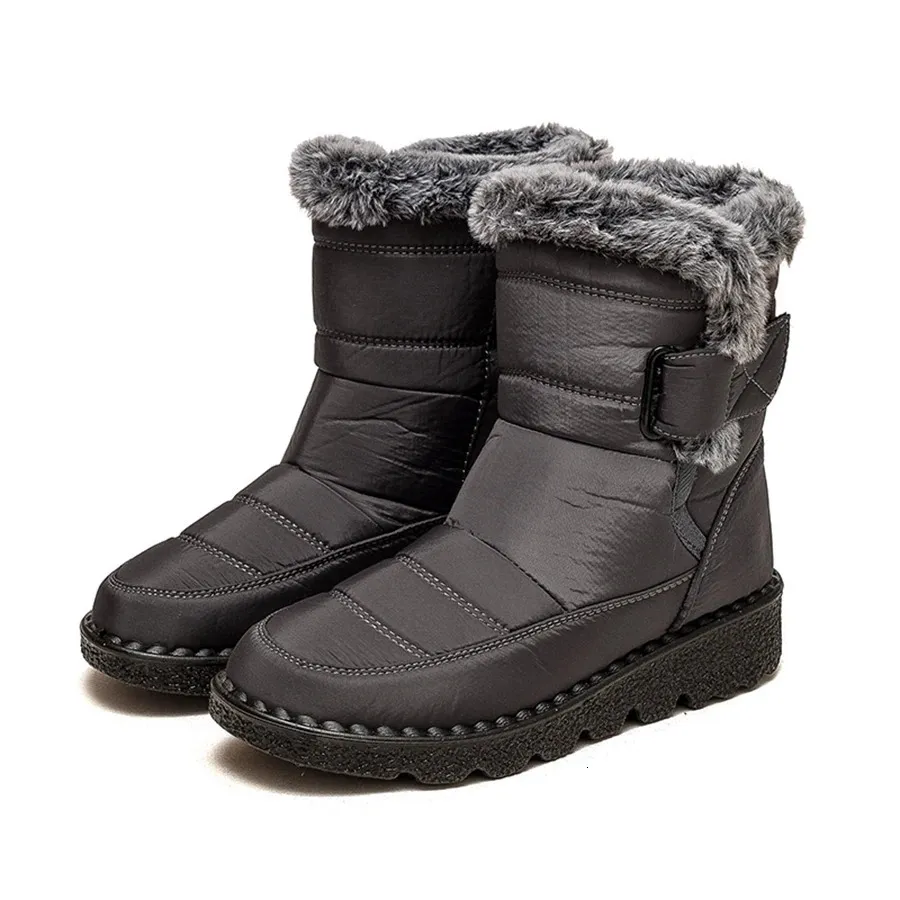 Botas femininas de neve macias com plataforma de pele para manter o calor, botas femininas plus size, sapatos de inverno para mulheres 241022_voghion.com