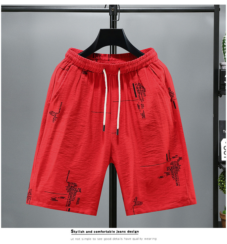 Fat up size 5/4 summer beach casual running sports shorts for men's 5/8 straight leg pants_voghion.com