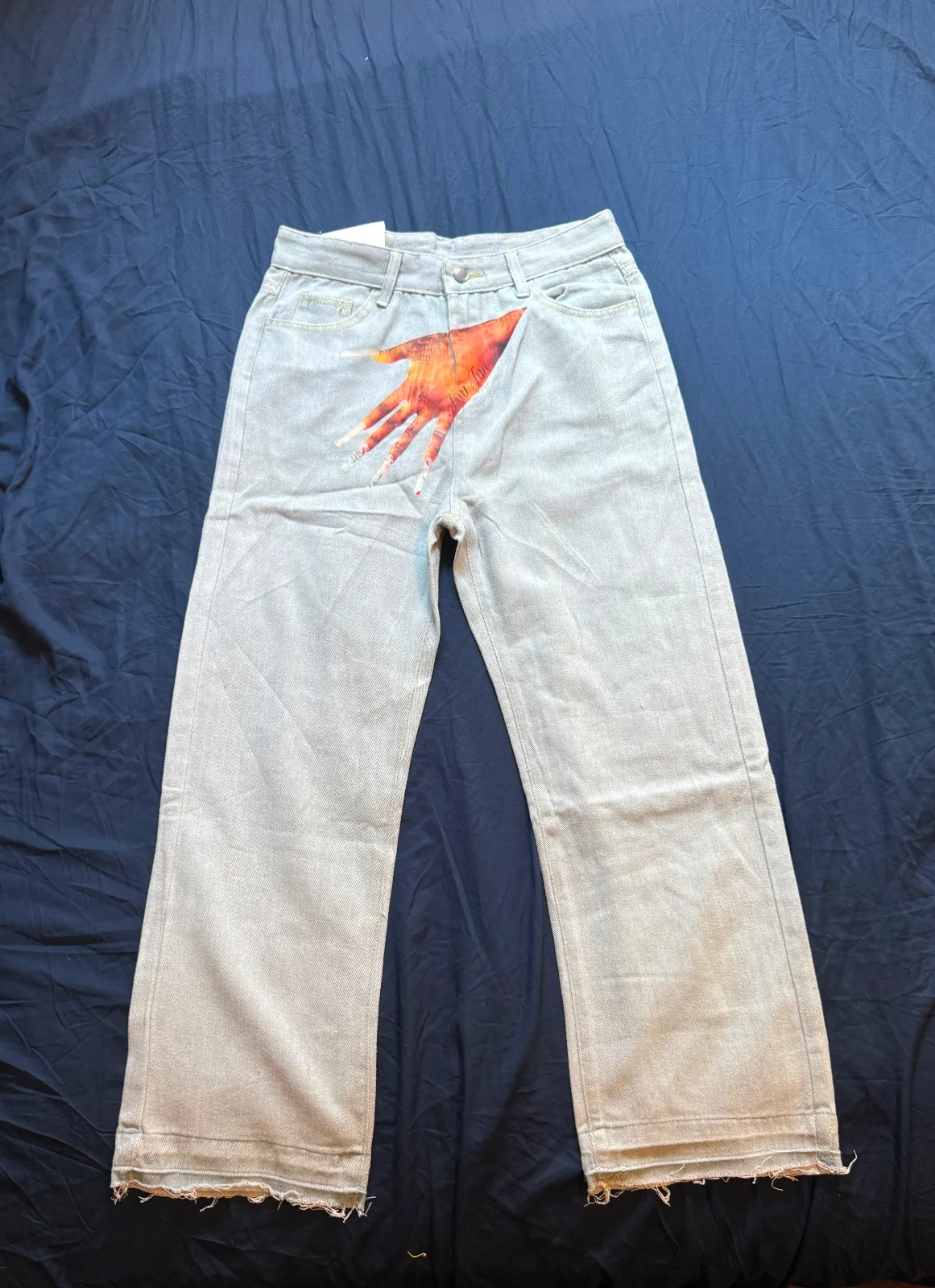 Muške traperice Y2k Gothic Hip Hop Palm Print Baggy Haruku modne muške i ženske ulične mode visokog struka traperice Vintage_voghion.com