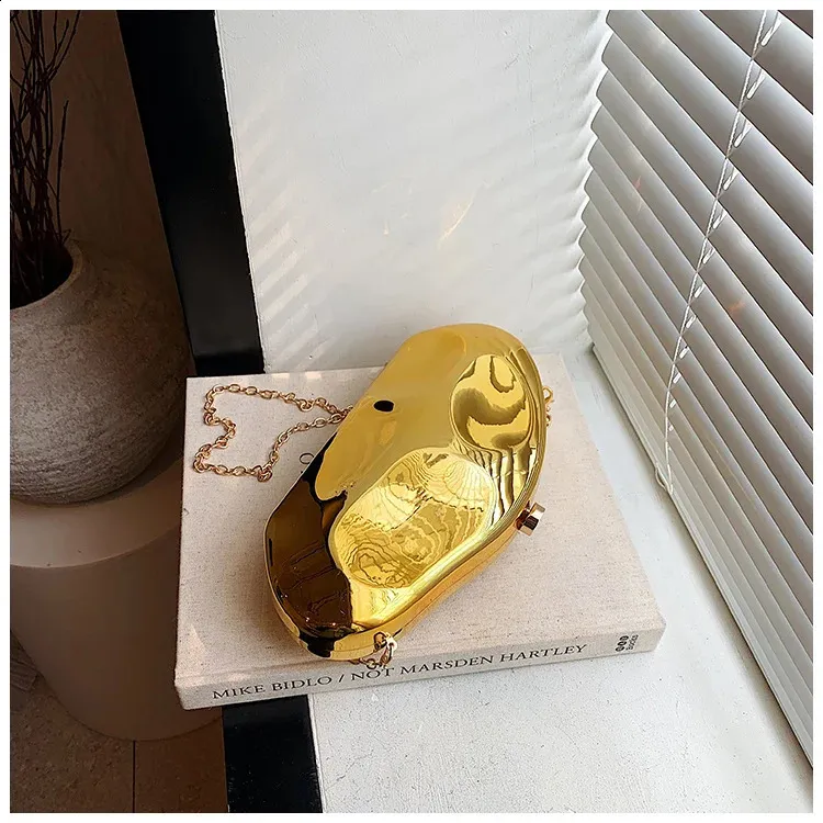 Pochette da sera dorata con catena per donna borsa da matrimonio_voghion.com