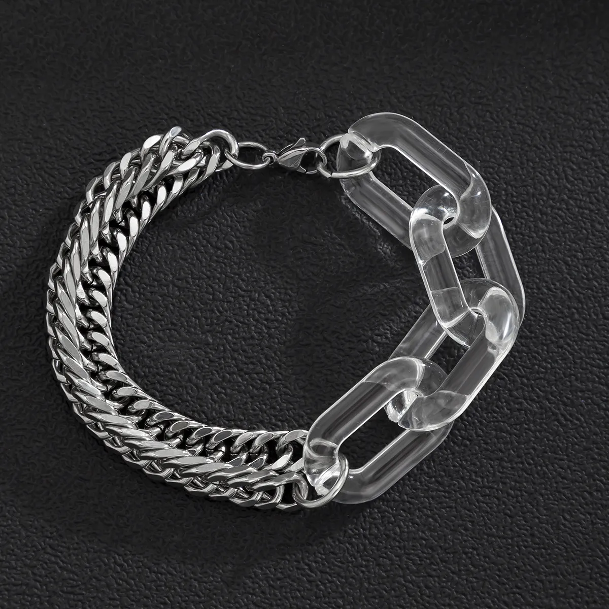 Collier en chaîne en métal simple et transparent en acrylique avec épissure pour le cou et la clavicule, bijoux pour hommes_voghion.com