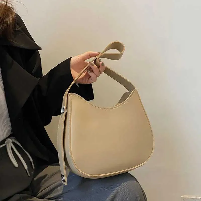 Lässige Damen Umhängetasche Aus Kunstleder In Halbmondform_voghion.com