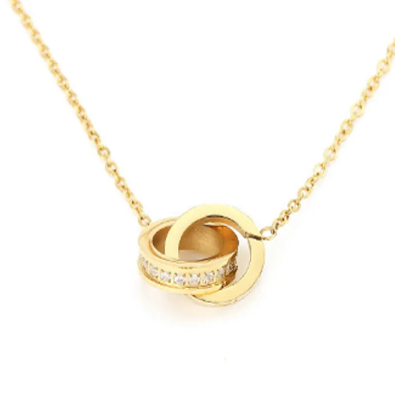 Doppelring Halskette Für Damen Und Herren In Silber Und Gold_voghion.com