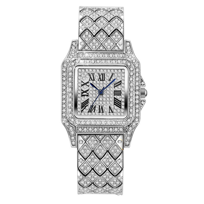 Instagram niche luxury style women's fashion alloy with hip-hop diamond inlay minimalist quartz watch_voghion.com