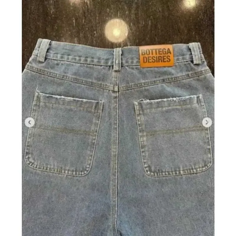 Pantaloncini in denim larghi con ricamo a motivo lettera Haruku Y2K Street da uomo, stile americano, nuova moda, gotici, a vita alta_voghion.com