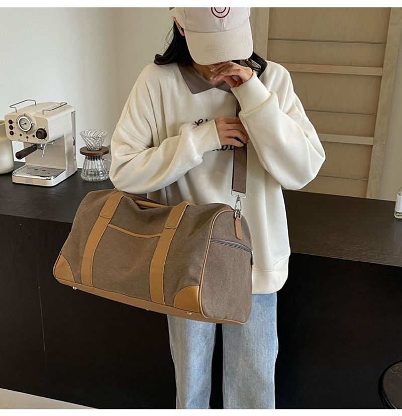 Neutrale Handreisetasche, große Outdoor-Reisetasche, Sport- und Fiesstasche Damen, Retro-Gepäcktasche aus Canvas für_voghion.com