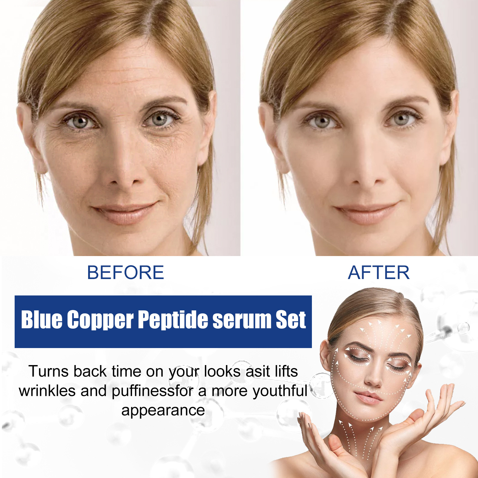 EELHOE Set de peptide de cupru albastru Colagen și fermitate facială Esență hidratantă anti-îmbătrânire_voghion.com