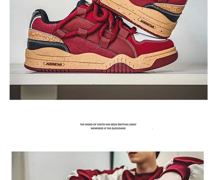 Modne, platformowe, retro, czerwone, uliczne, hip-hopowe buty męskie, trampki do skateboardingu, męskie, niskie, codzienne, sportowe buty sportowe 250310_voghion.com