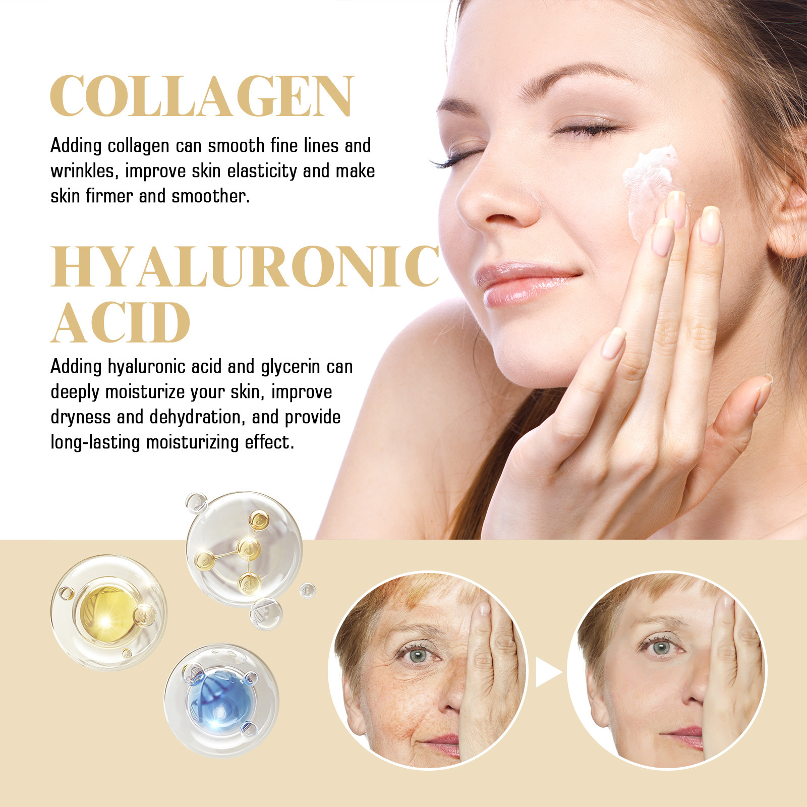 Seria Hoygi Collagen Care nawilża, ujędrnia skórę twarzy, oczyszcza, zmarszczek, chroni oczy i przeciwdziała starzeniu_voghion.com