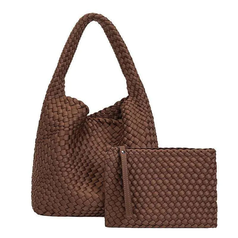 Borsa a tracolla da donna in neoprene intrecciato, fatta a mano, casual, di grande capacità, con tracolla_voghion.com