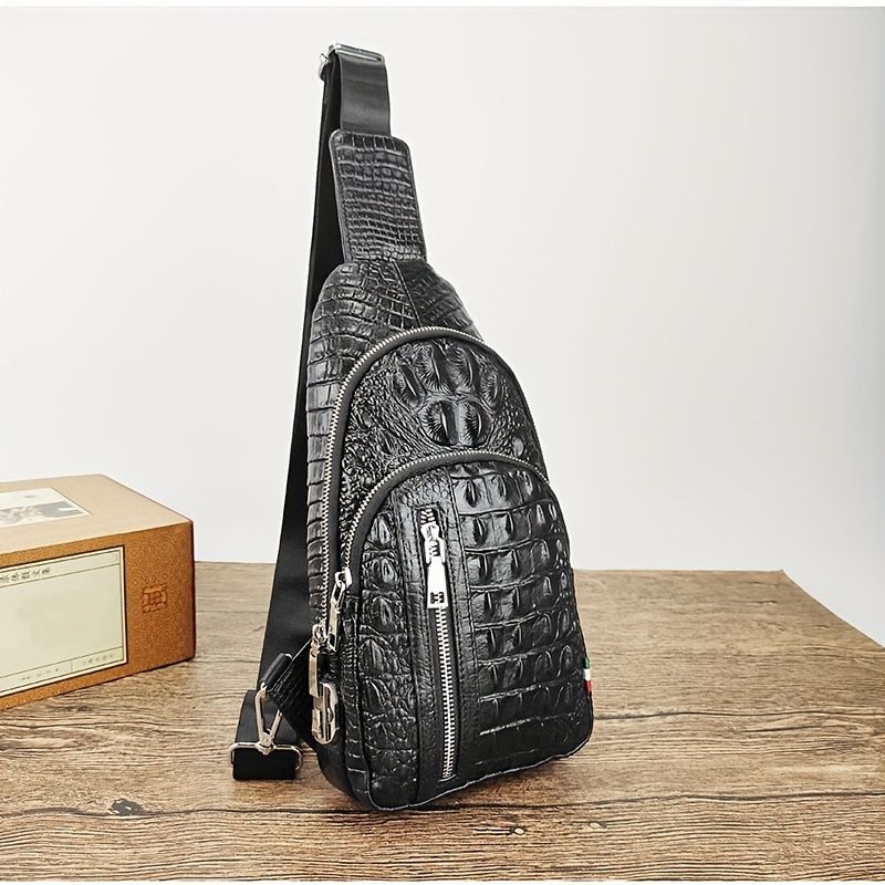 Echtes Rindsleder Herren Brusttasche mit Passwortschloss, Multifunktionale Umhängetasche, Lässiger Schulterrucksack,_voghion.com