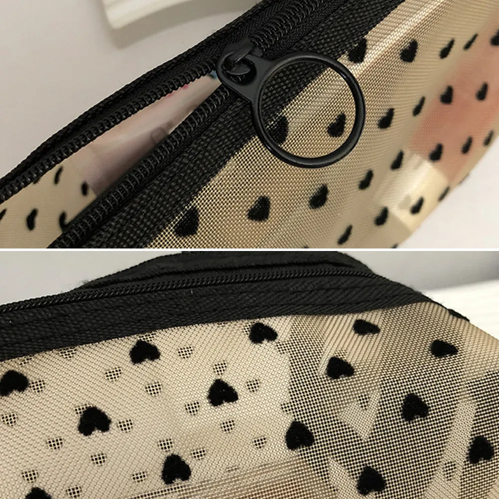 5Pcs Love Print Mesh Cosmetic Portable Toiletry Organizer Makeup Bag Multifunction Transparent Women Lipstick Storage_voghion.com