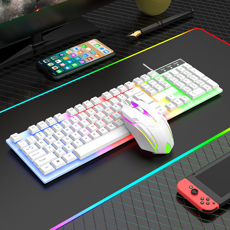 Wired Suspended Luminous Keyboard And Mouse Set, Laptop, Office Game, English Packaging