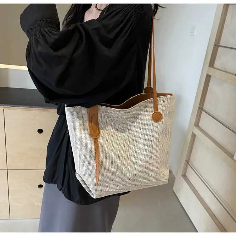 Borsa tote e borsa a spalla da donna in tela versatile casual_voghion.com